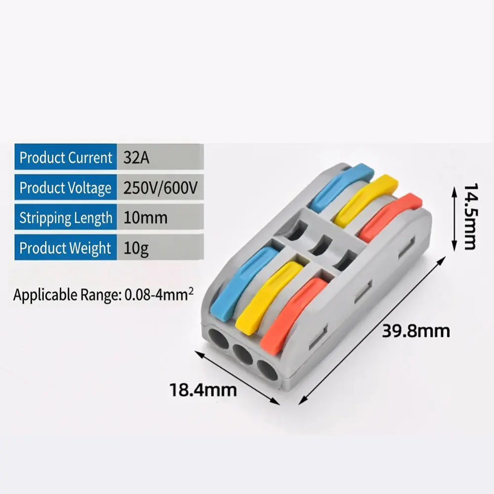 Electrical Wire Connectors Quick Splicing Terminal Block For Industrial Lighting Compact Push In Conductor Joint Hardware