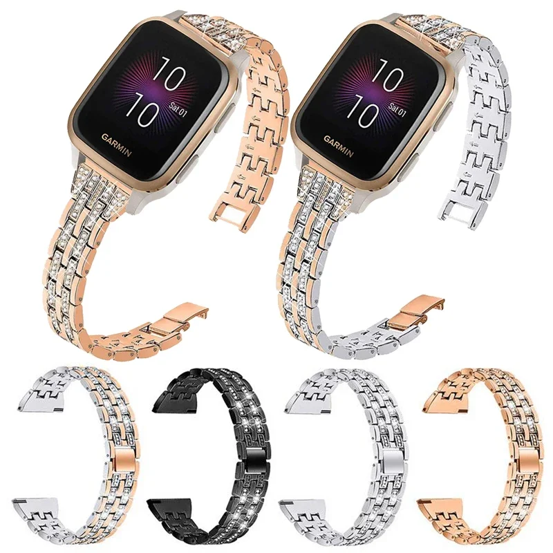 Diamant Metalen Horloge Band Voor Garmin Venu Sq/Musics Smart Watch Voor Garmin Vivomove Hr Strap Voor Garmin Venu 2 plus Armband.
