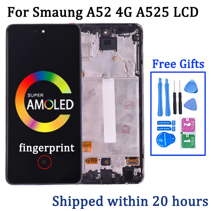 6.5\'\' SUPER AMOLED Display For Samsung A52 4G A525 A525M A525F/DS LCD Touch Screen Digitizer With Frame Repair Parts