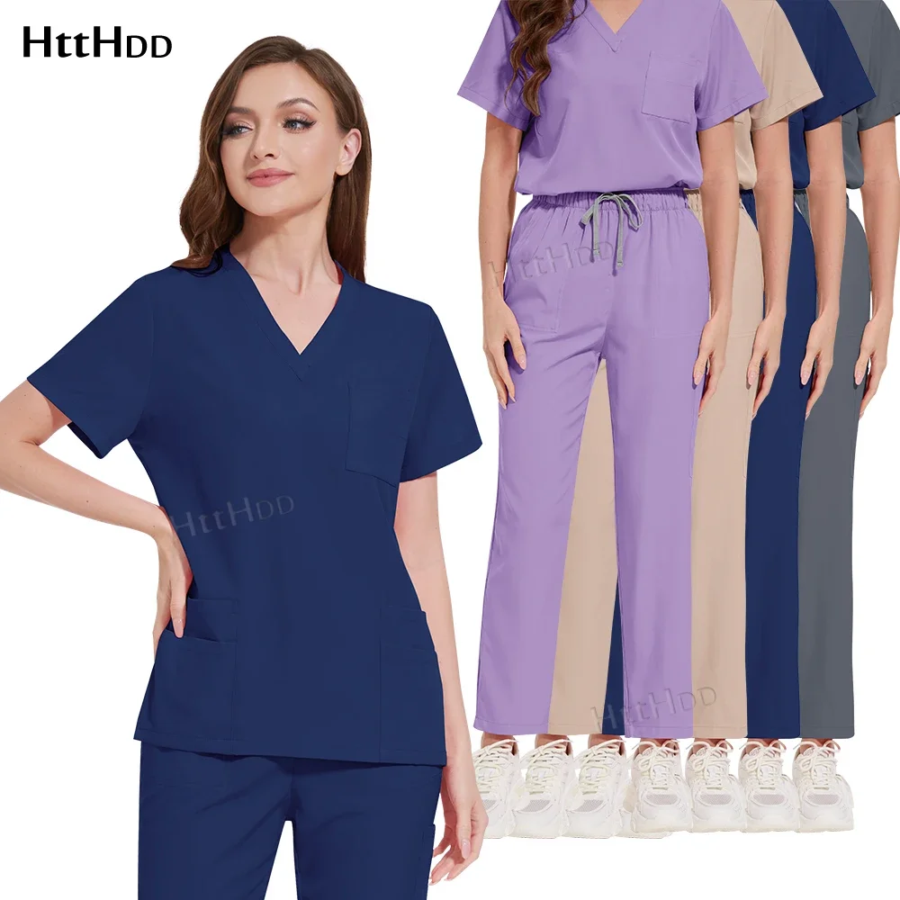 

Women’s Surgical Scrub Medical Nurse Uniform Pharmacy Lab Coat Veterinary Uniform Pet Clinic Hospital Nursing Articles Wholesale