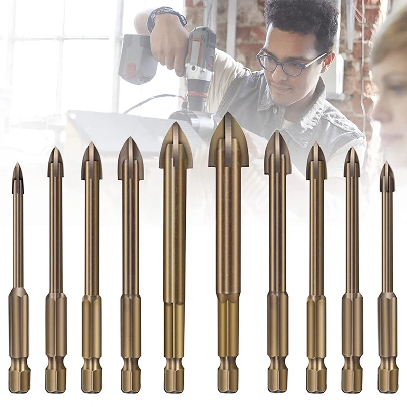 A20F-10PC Efficient Universal Drilling Tool,Multi-Function Cross Alloy Drill Bit Tip Tools,Carbide Drill Tap Bit Set