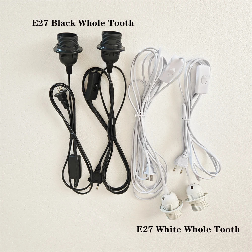EU/US Plug 1.8m/3m/5m Power Cord Cables E27 Lamp Base Holder With Switch Wire For Pendant Fixture Hang lamp Lighting accessories