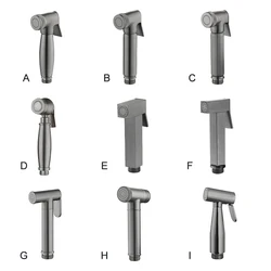 Dark Grey Color Portable Bidet Faucet Sprayer Solid Brass Toilet Handheld Bidet Shattaf Jet Spray Hygienic Shower Enema Bathroom