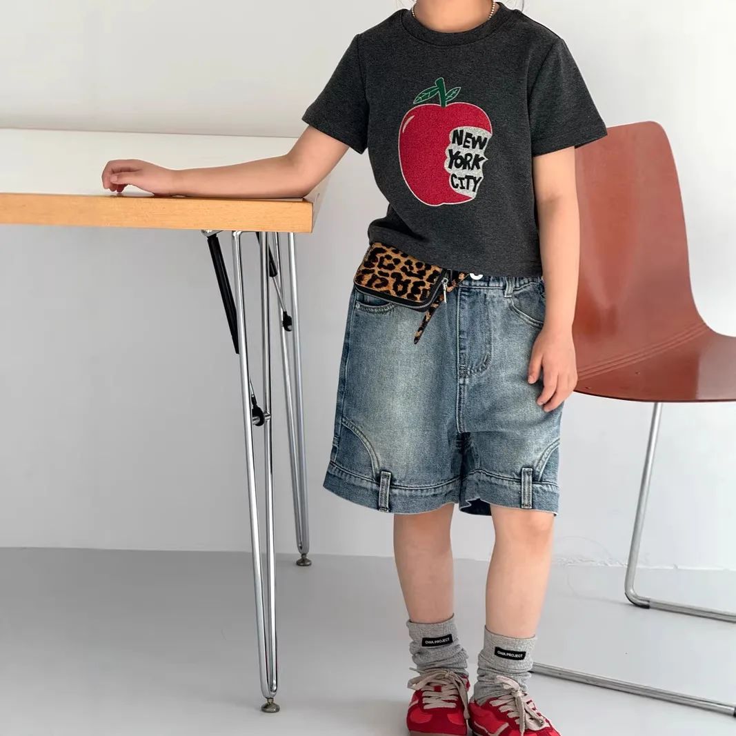Girls Denim Shorts 2026 Spring Summer New Children Clothing Girls Fashion Versatile Jeans Casual Five-point Pants