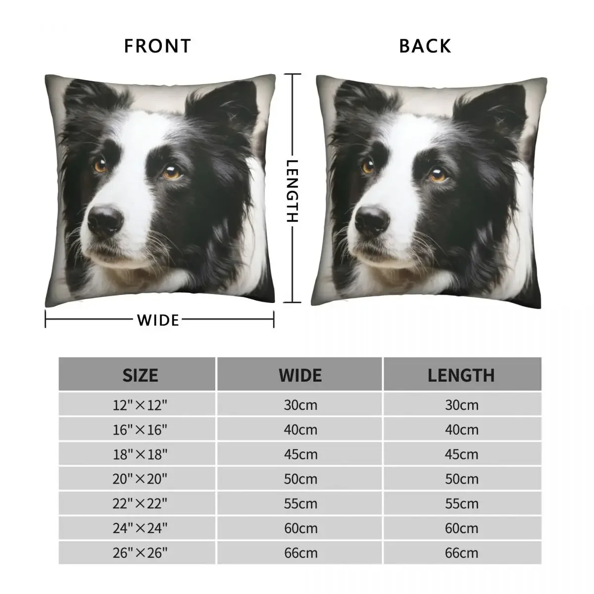 Working Border Collie Square Pillowcase Polyester Linen Velvet Zip Decorative Throw Pillow Case Car Cushion Cover