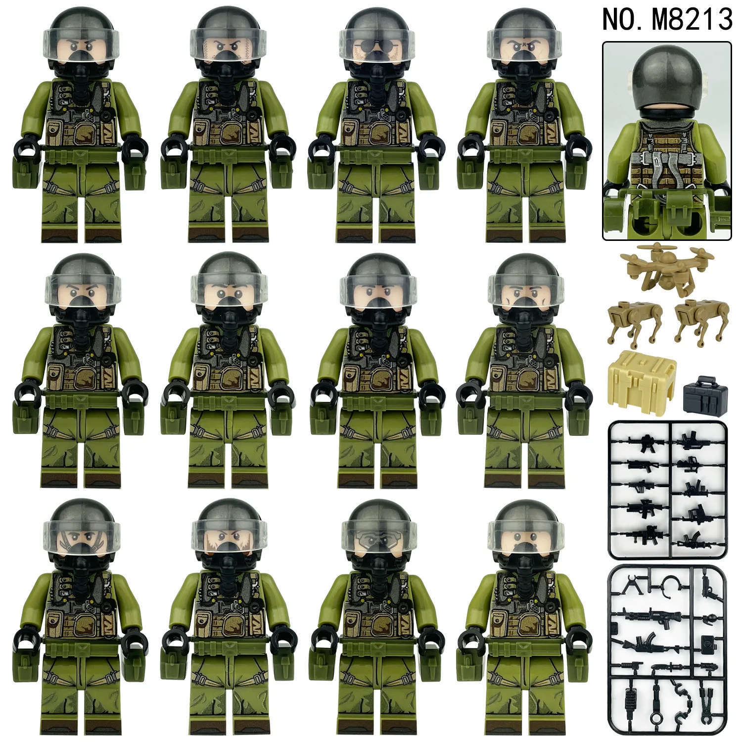 12pcs Building blocks, figures, special police anti-terrorism cheetah commandos, humanoid dolls, children's toys, birthday gift image 3