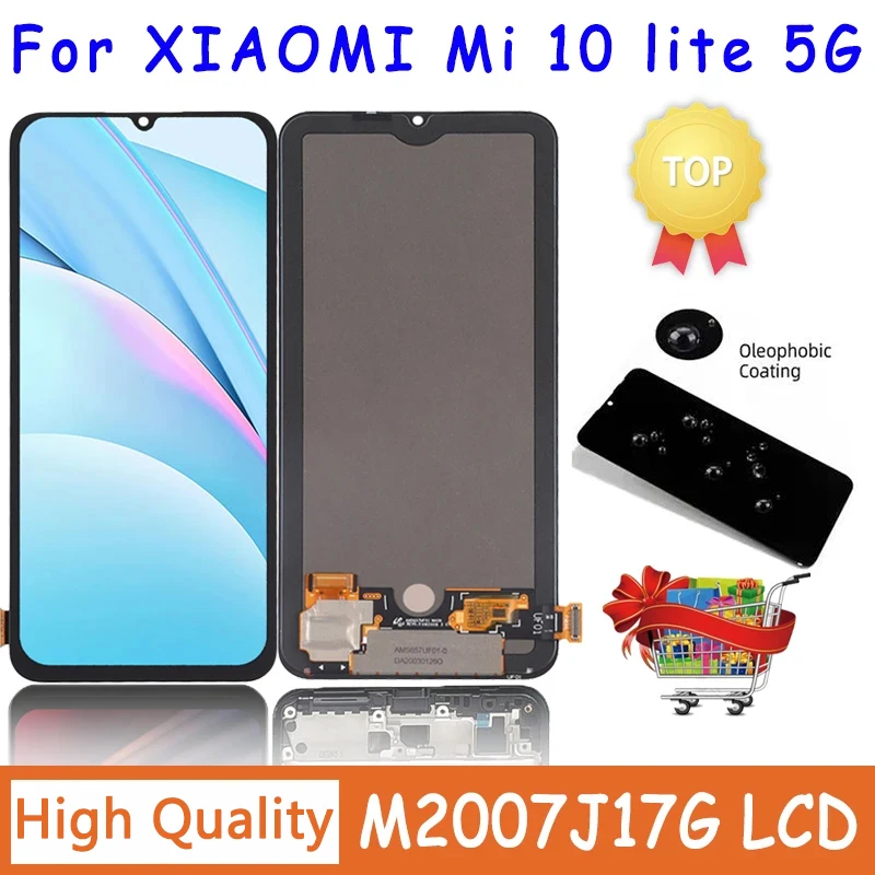 6.4 inch New For Xiaomi MI 10 Lite 5G LCD Display Touch Screen Replacement For MI10 Lite 5G Mi 10lite M2002J9G Repair Parts