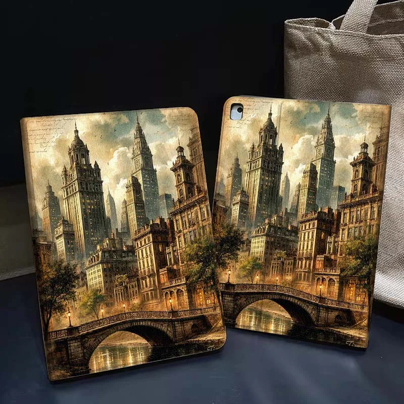 

Vintage City Bridge View For iPad Pro Air 5th 6th 7th 13 M3 M4 M5 12.9 13.3 inch 2018 2022 2024 2025 Tablet Case