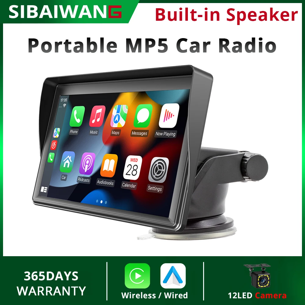 

Portable Universal IPS 7 Inch Support Wireless Android auto Carplay Car Radio BT FM WIFI CarPlay Screen for IOS Android 12V