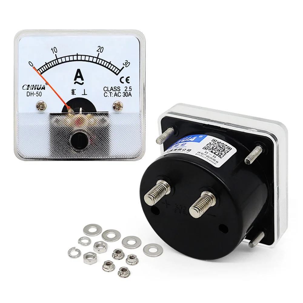 DH-50 AC Ammeter 1A 2A 3A 5A 10A 15A 20A 30A 50A 100A 200A 250A 300A 400A 500A Analog Pointer Meter Current Meter/Panel Meter