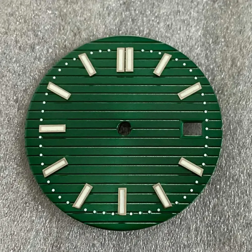 Cadran de montre à clous pour homme, barre Shoous verte, mouvement NH35, NH36, accessoires de modification de montre, pièces de réparation de montres, 30.5mm