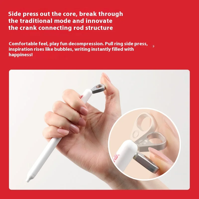 Kawaii KACO Coca-Cola Popup Gel Pen 0.5mm Creative Pull Ring Ins Relieve Stress Ballpiont Pen Back to School Stationery Supplies