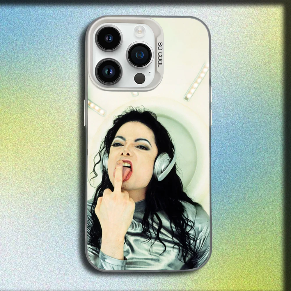 Casing Ponsel Penyanyi Michael J-Jackson untuk iPhone 16,15,14,13,12,11,Mini,Pro,SE,MAX Penutup Tahan Benturan Matte Putih
