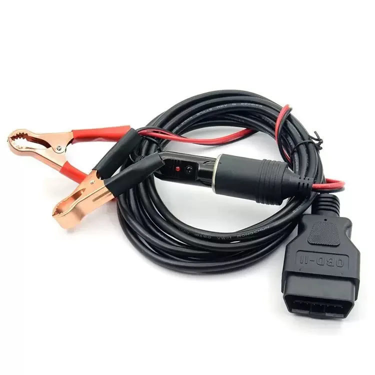 OBD II Vehicle ECU Emergency Power Supply Cable Memory Saver with Gold Plating Pins & 8A Fuse for Car Battery Replacement