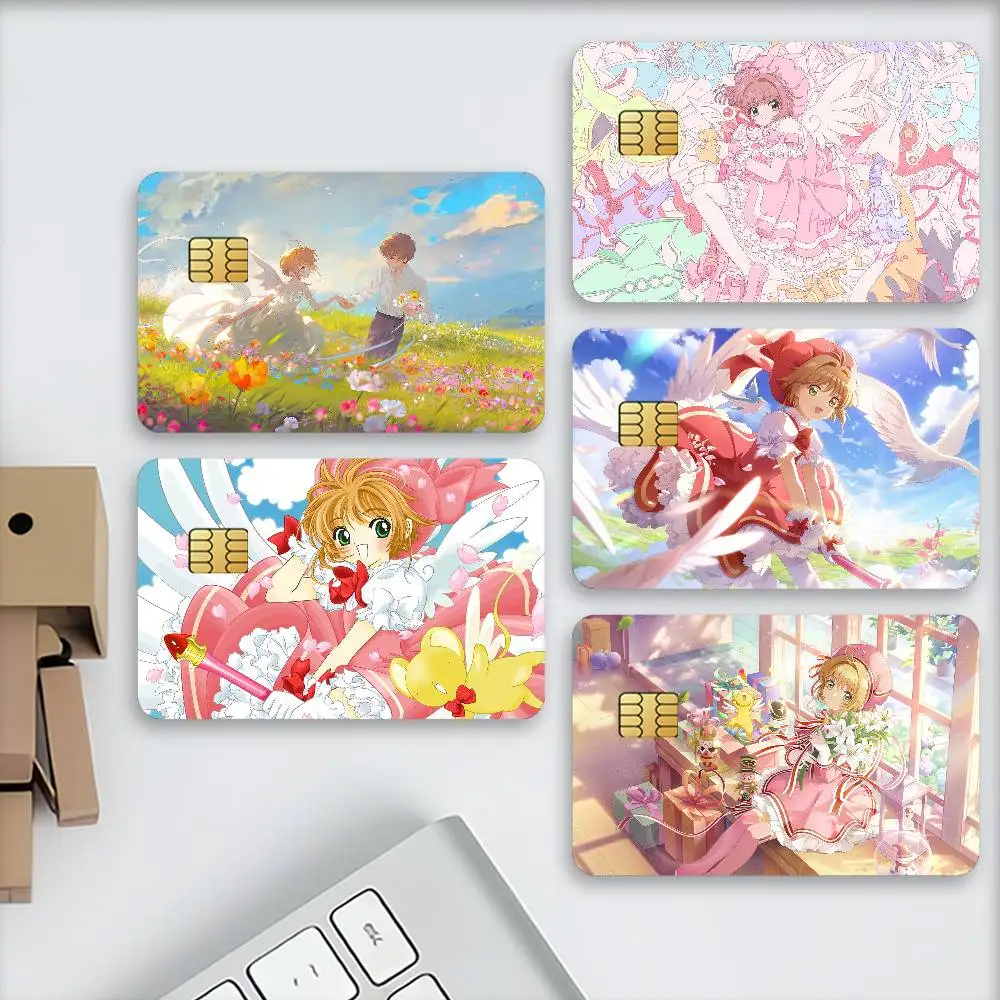 Anime Cardcaptor Sakura Credit Card Stickers Skin For Bank Debit Decorative Protection Scratch-resistant Gift 4PCS