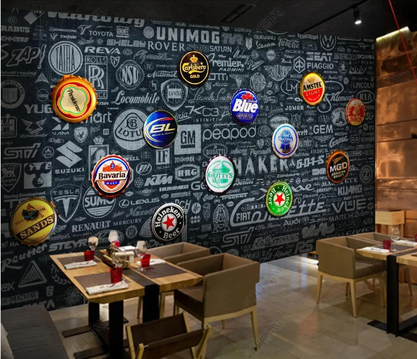 

Custom vintage wallpaper, 3D beer murals for living room bar KTV restaurant background wall Home Decoration papel de parede