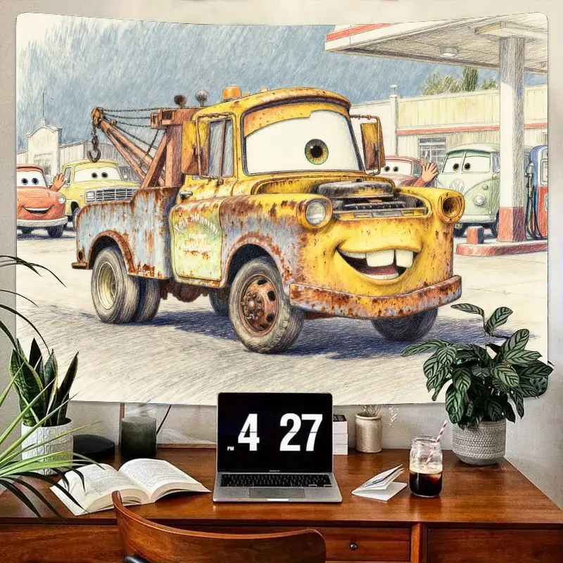 

1 шт. Гобелен Disney Pixar Cars Mater, Эскиз Иржавый Буксирный Грузовик Настенное Искусство, Детская Спальня Общежитие Гостиная Декор и Подарок Фаната