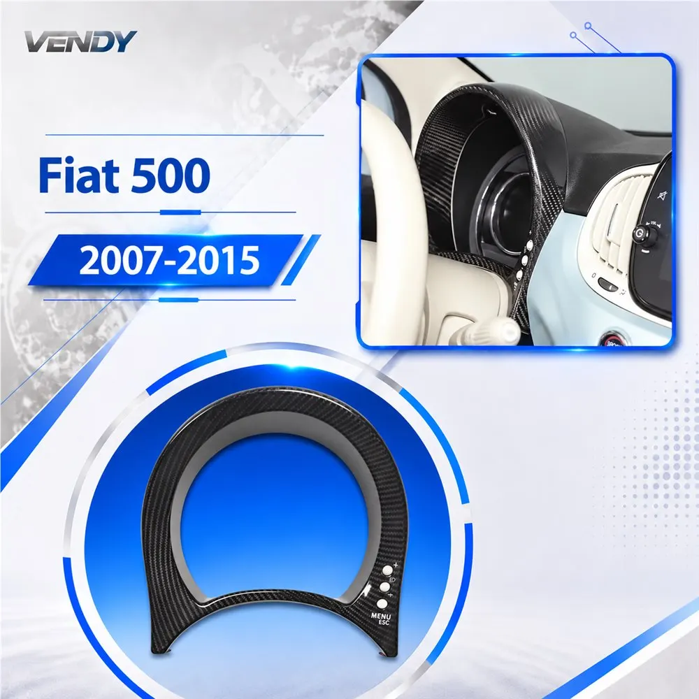 Real Carbon Fiber For Fiat 500 2007-2015 Instrument Cluster Display Frame Cover Trim Modified Parts Accessories