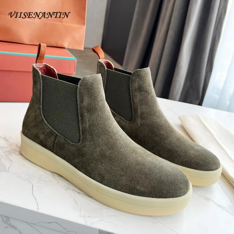 

Male Casual Boots Men Slip on Cow Suede Fashion 2023 New Arrival Autumn Winter Daily Comfortable Dress Shoe Short Bota Brand