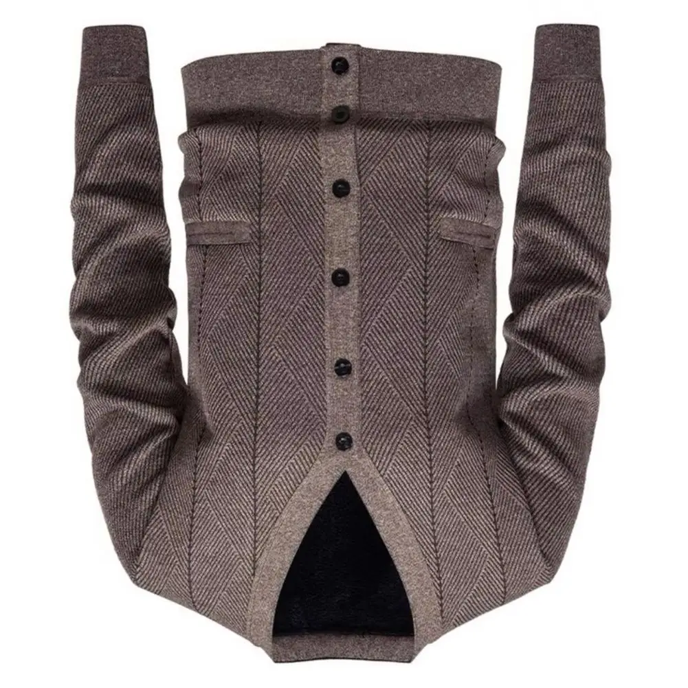 

2025 Striped Men Knitting Jacket V-Neck Long Sleeve Buttons Placket Sweater Jacket with Pockets Autumn Winter Knitting Cardigan
