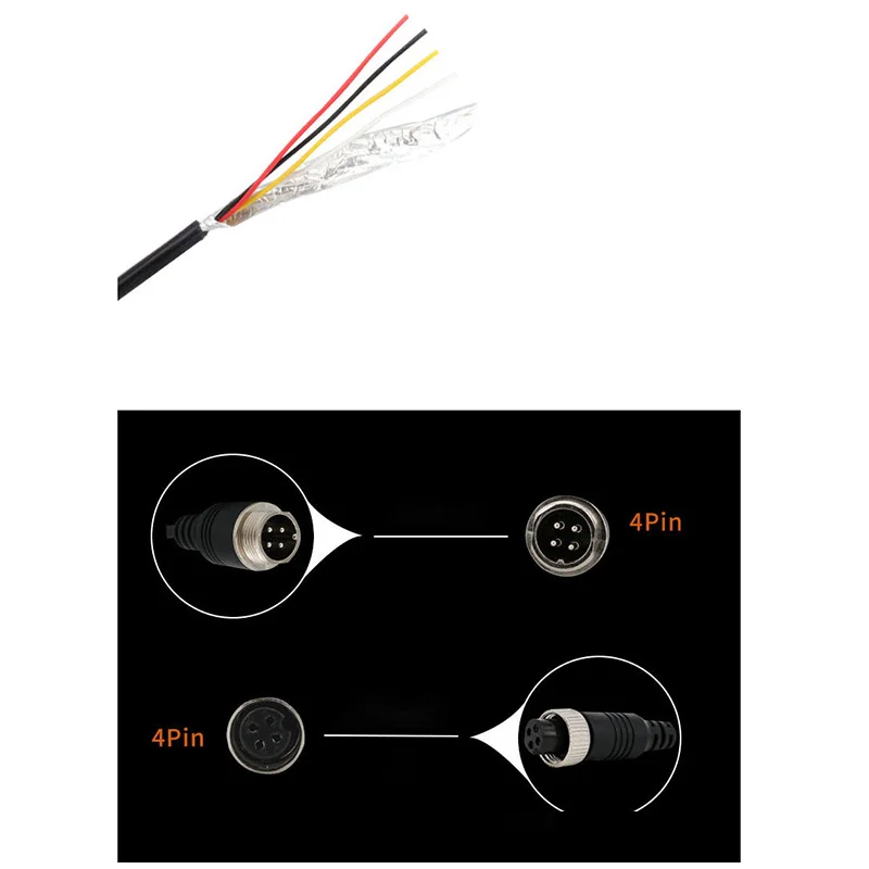 4 Pin spring Aviation Extension Video connector extension Cable for Truck Bus Monitor CCTV Camera Connection