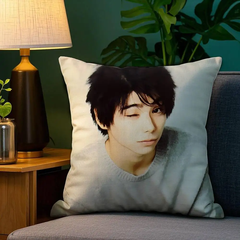 Actor N-Nijiro M-MurakamiS Pillow Case Anti-dustmite Pillowcase Invisible zipper silky short plush Sofa cushion cover