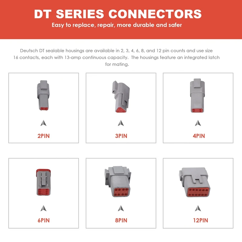 New188pcs Deutsch DT Gray Connector Kit With 16 Solid Contacts In 2,3,4,6,8 And 12 Pin Configurations,Automotive Connectors