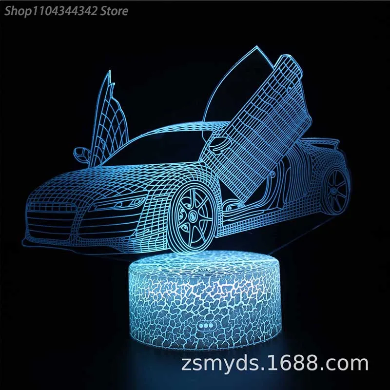 

3D Acrylic Creative Car Novelty Night Light Living Room Bedroom Creative Festival Gift Decorative Light USB Atmosphere Light