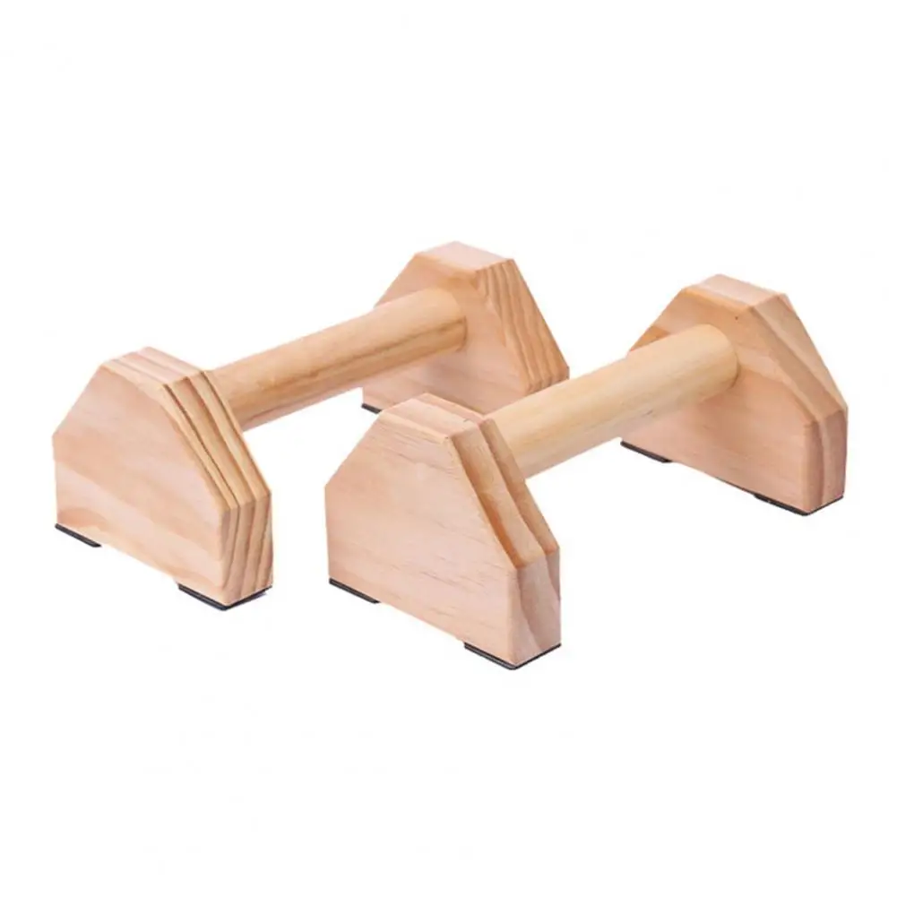 1 Pair Stable Push-up Bar Anti Crack Pine Wood Hexagon- Design Parallettes Bar H-shaped Wooden Calisthenics Parallel Double rod