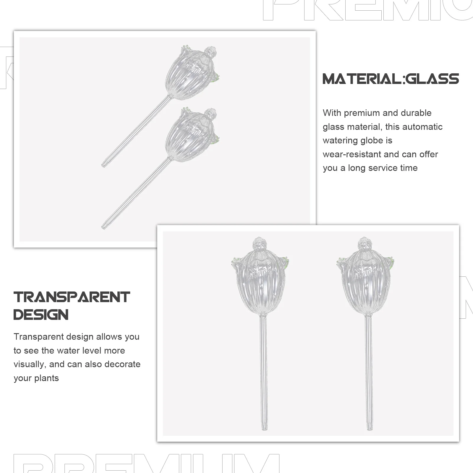 

2 шт. автоматические шарики для полива растений, прозрачные стеклянные самополивные лампы для комнатных горшечных растений, бонсай, садовая поилка