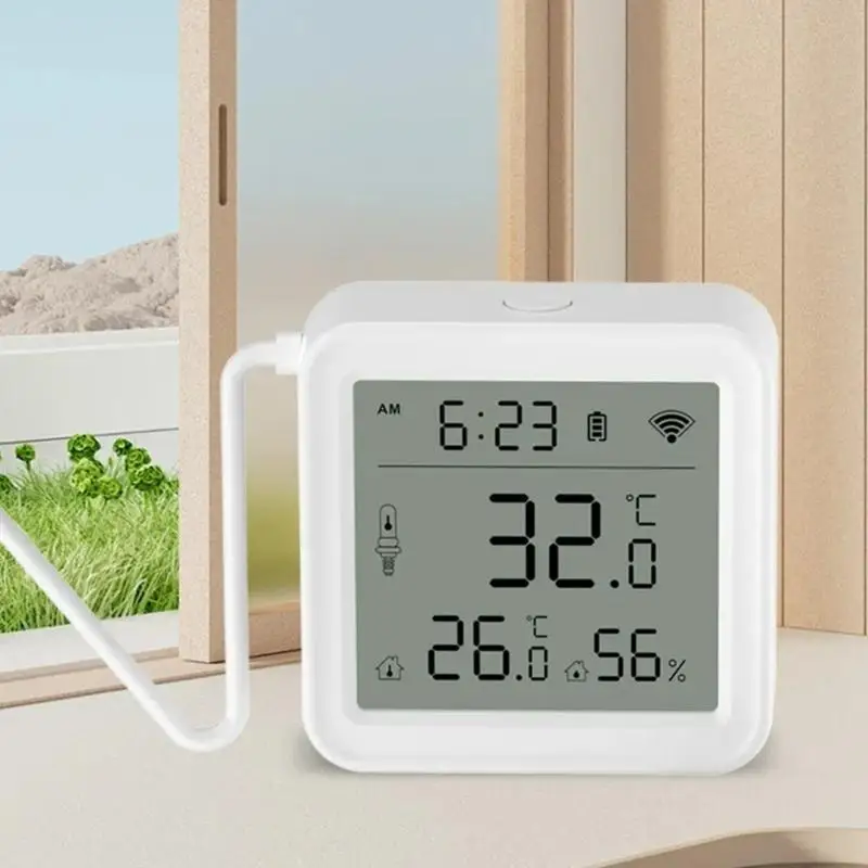 Pengukur Kelembaban Jarak Jauh Koneksi WiFi Detektor Eksternal Peringatan Segera ABS untuk Penggunaan Rumah Tangga Industri