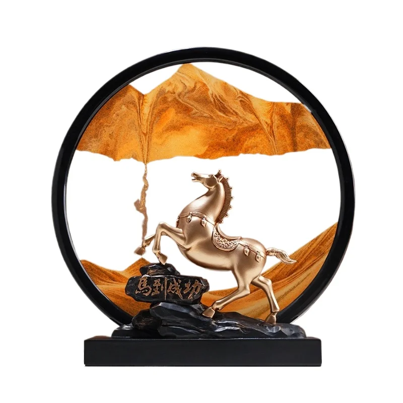 

Ma to Chenggong quicksand painting office ornaments new Chinese high-end niche living room decoration