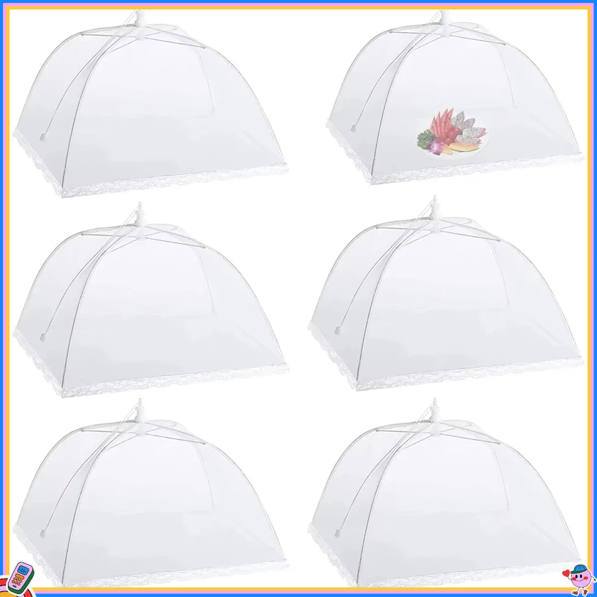 

Reusable 17 Inch Food Covers 6-Pack - Pop Up Dome Screen Mesh Tents - Perfect for Picnics BBQs & Plant Protection