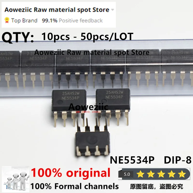 Aoweziic 2024+ 100% Nowy Importowany Oryginalny NE5534P NE5534 DIP-8 Wysokowydajny, Nisko Szumowy Podwójny Wzmacniacz Operacyjny
