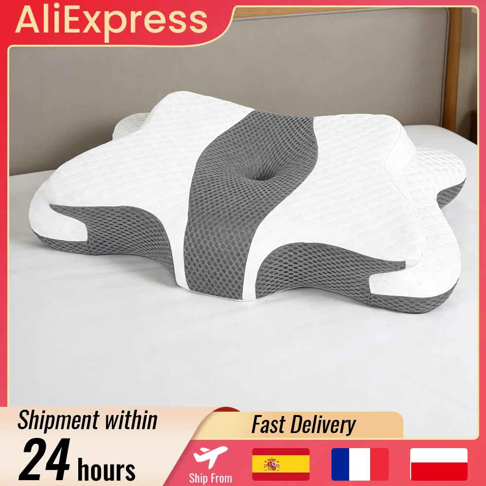 Nueva Almohada Ortopédica Butterfly para el Dolor de Cuello y Hombros, Almohada Cervical Ergonómica de Espuma Viscoelástica para Dormir, para Adultos