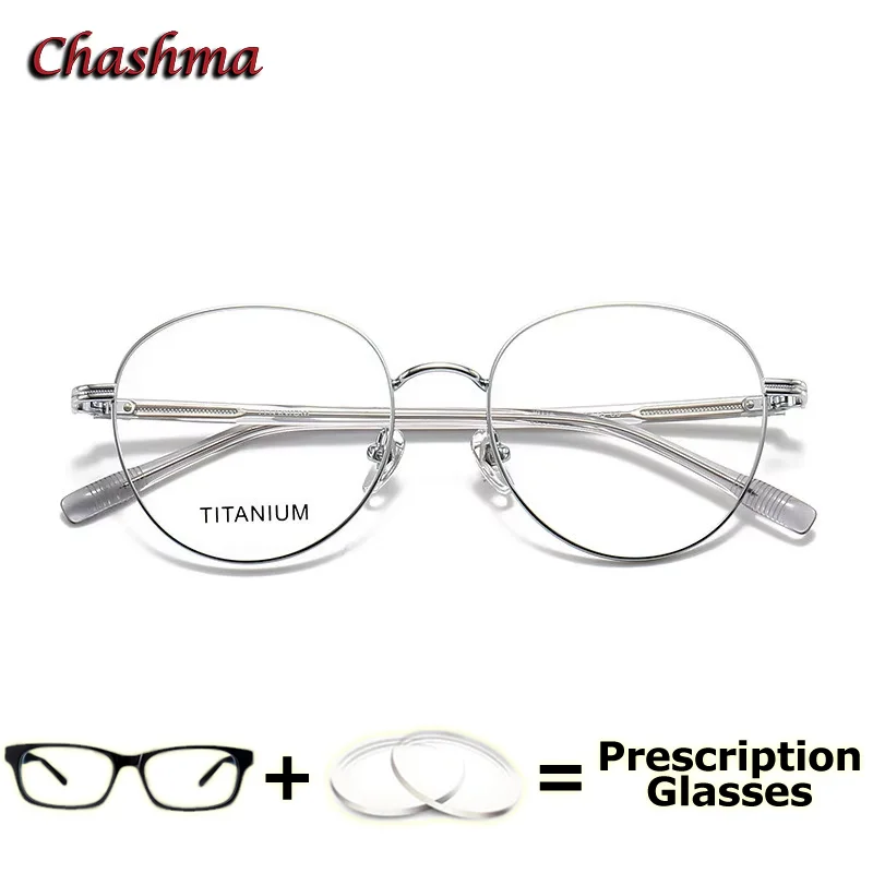 Chashma Prescription Glasses Men Frames Trendy Round Pure Titanium Eyeglasses Women Retro Rim for Myopia Reading Spectacles