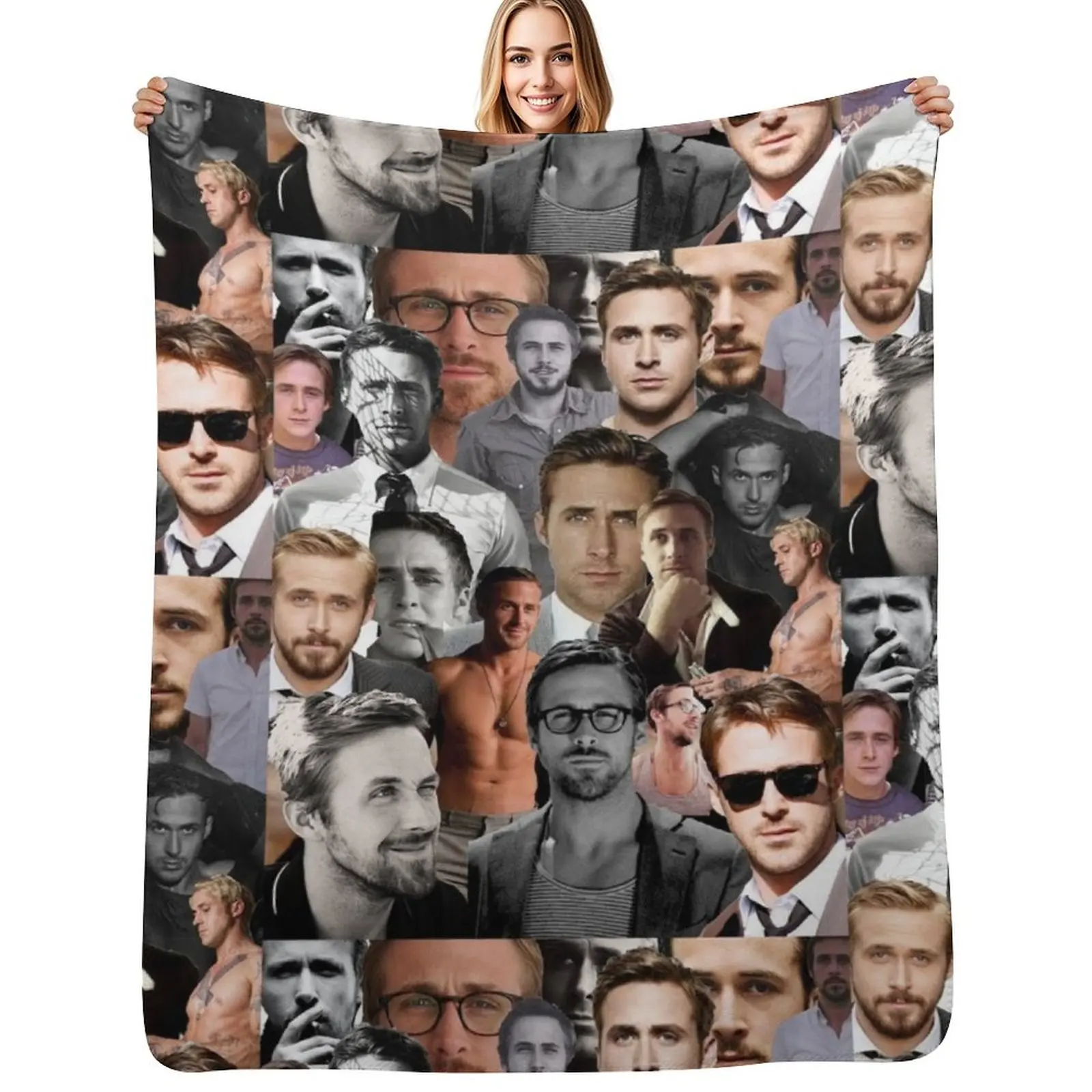 Ryan Gosling Collage Throw Blanket Soft Warm Blanket Gift for Grandparents