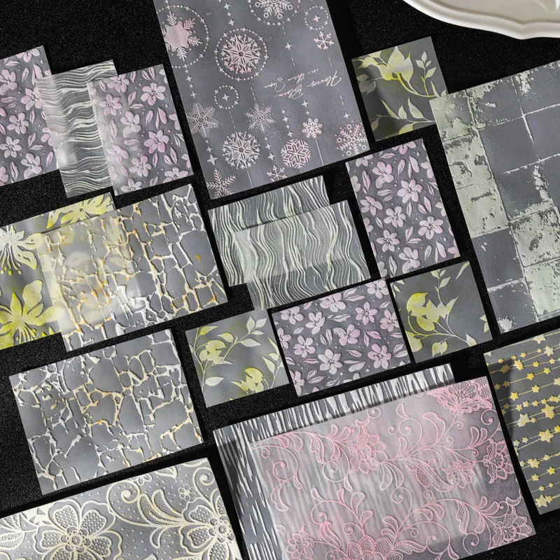 10 시트 레트로 3D 릴리프 미적 공예 종이 크리 에이 티브 핸드북 콜라주 DIY Scrapbooking 재료 배경 장식 종이