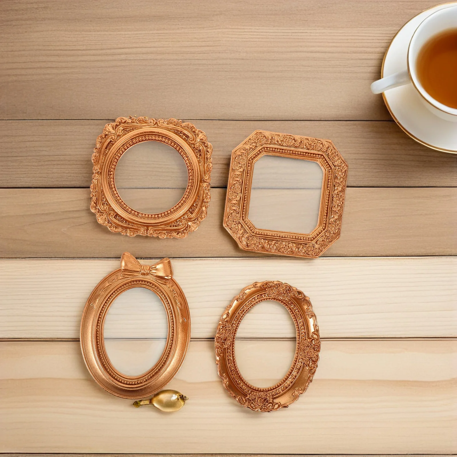 

4 Pcs Retro Photo Frame Mini Hanging Frames European Style Oval Rectangle Wall Holder Picture