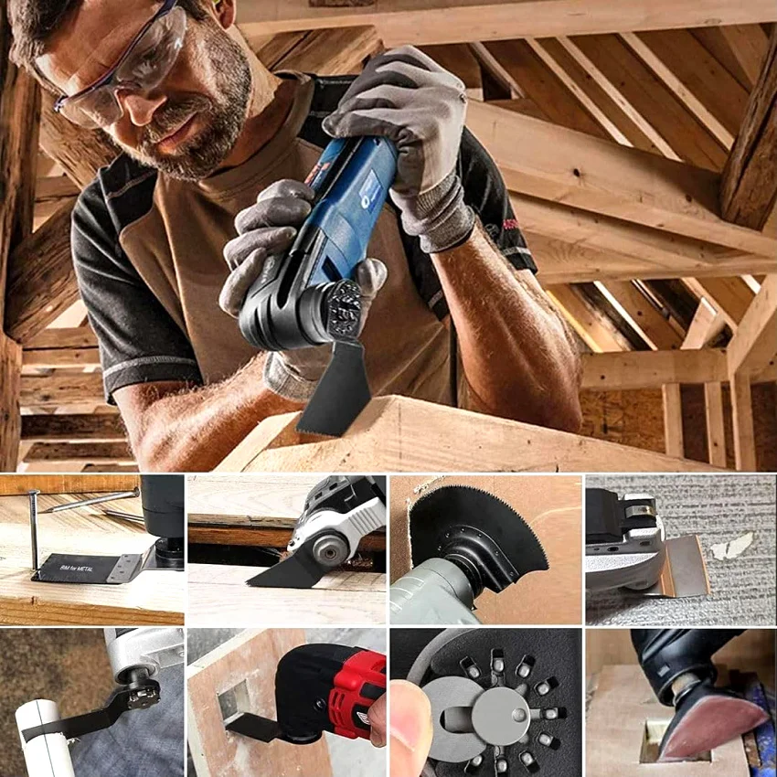 53PCS Oscillating Tool Blades,Titanium Oscillating Saw Blades for Wood Multi Tool Blades for Wood,Plastic and Metal,Oscillating Saw Blades Fit Dewalt Ryobi Milwaukee Rockwell Fein - view 8