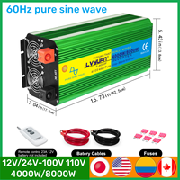 LVYUAN Pure Sine Wave Inverter 4000W/8000W DC12V/24V To AC220V/110V 50Hz/60Hz Frequency Swith Remote Control Voltage Converter