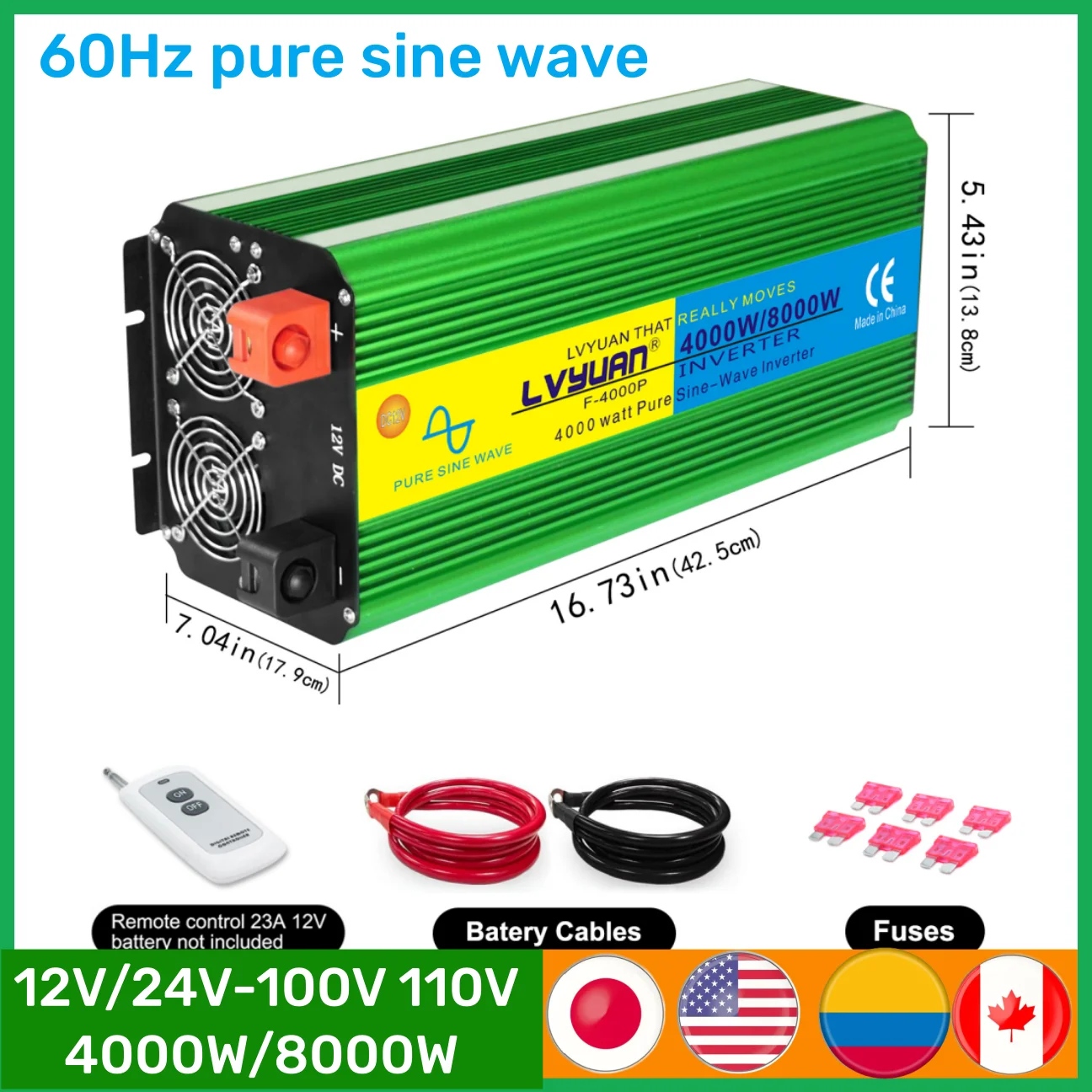 inversor puro 4000w 8000w dc12v 24v da onda senoidal de lvyuan para ac220v 110v 50hz 60hz swith conversor de tensao de controle remoto 01