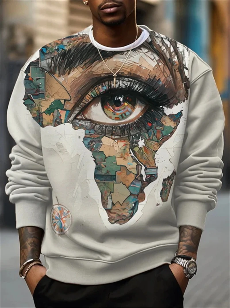

African Ethnic 3d Print Mens Hoodie Retro Fashion Round Neck Sweatshirt For Men Women Clothing Casual Fall Oversize Pullover Top