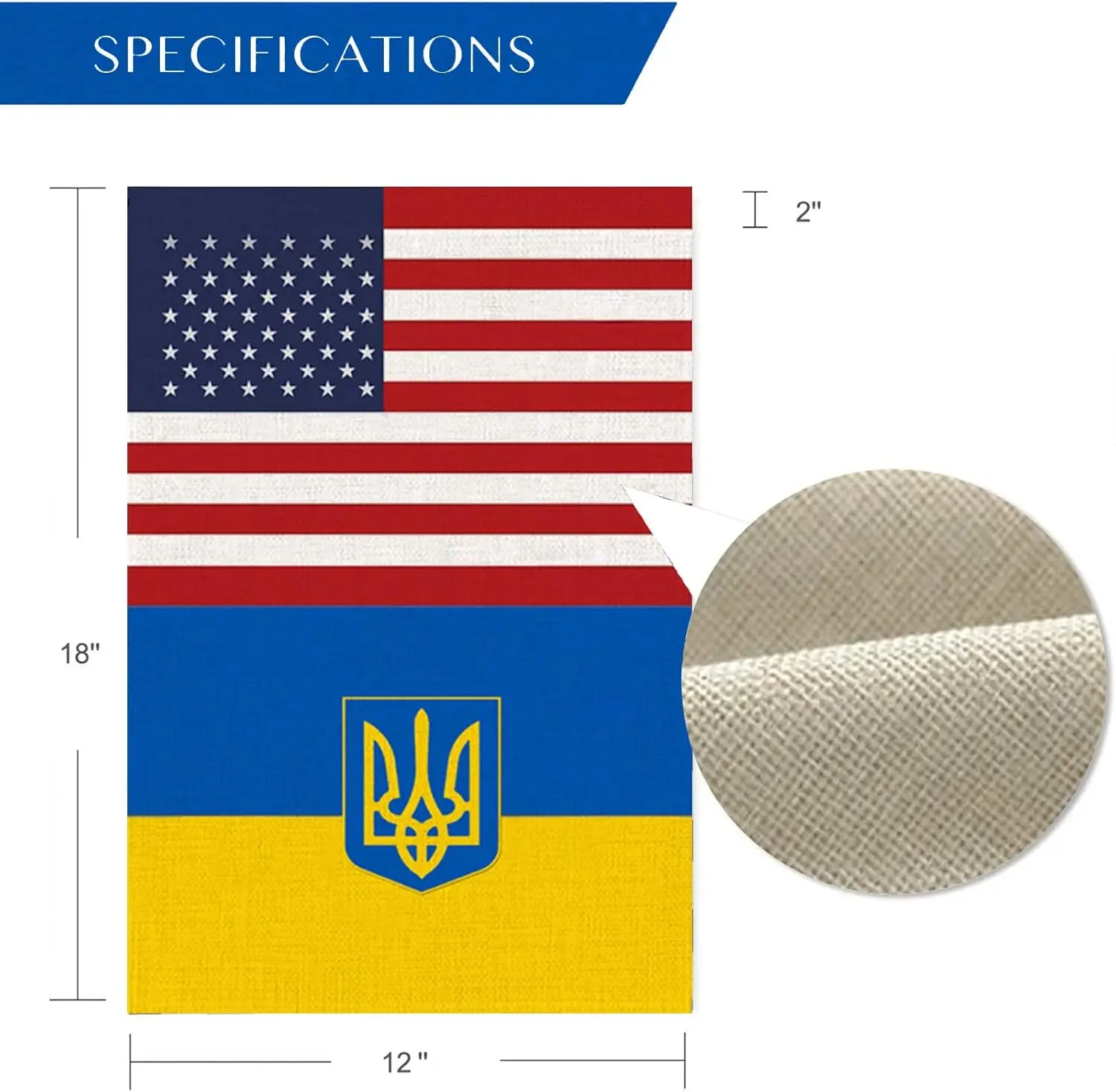 WENWELL American Ukraine US Friendship Garden Flag Double Sided,Burlap Ukrainian Trident Flags 12 x 18 inch Outdoor,Support Ukra