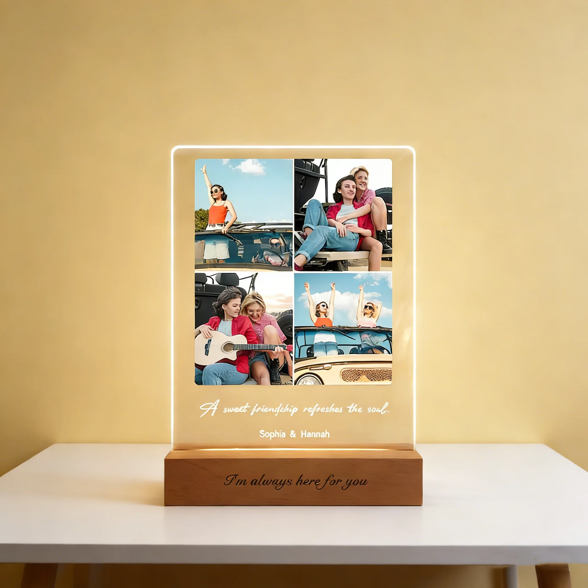 

Personalized Photo LED Night Light Custom Text Picture Lamp Warm Bedroom Lighting Family Love Decor Anniversary Valentine Gift