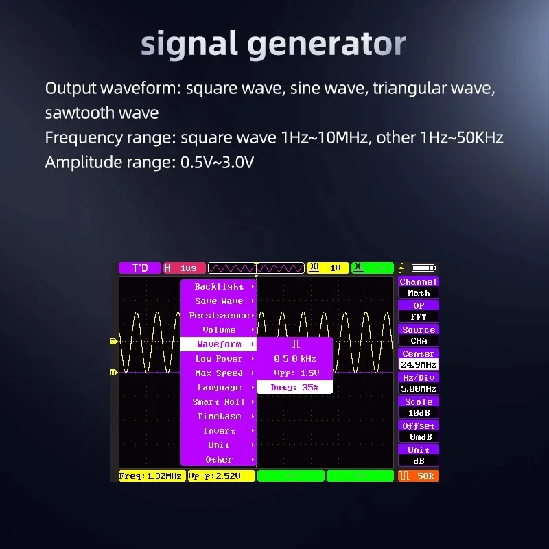 ALIENTEK DS100 Mini ręczny oscyloskop cyfrowy 50MHz przepustowość podwójne kanały wielofunkcyjne narzędzia Tester element elektroniczny