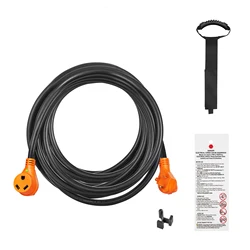 SucceBuy 25/50 ft RV Extension Cord 30/50 Amp STW RV Power Cord & LED Indicator Handle 15A Adapter for RV&Generators, ETL Listed