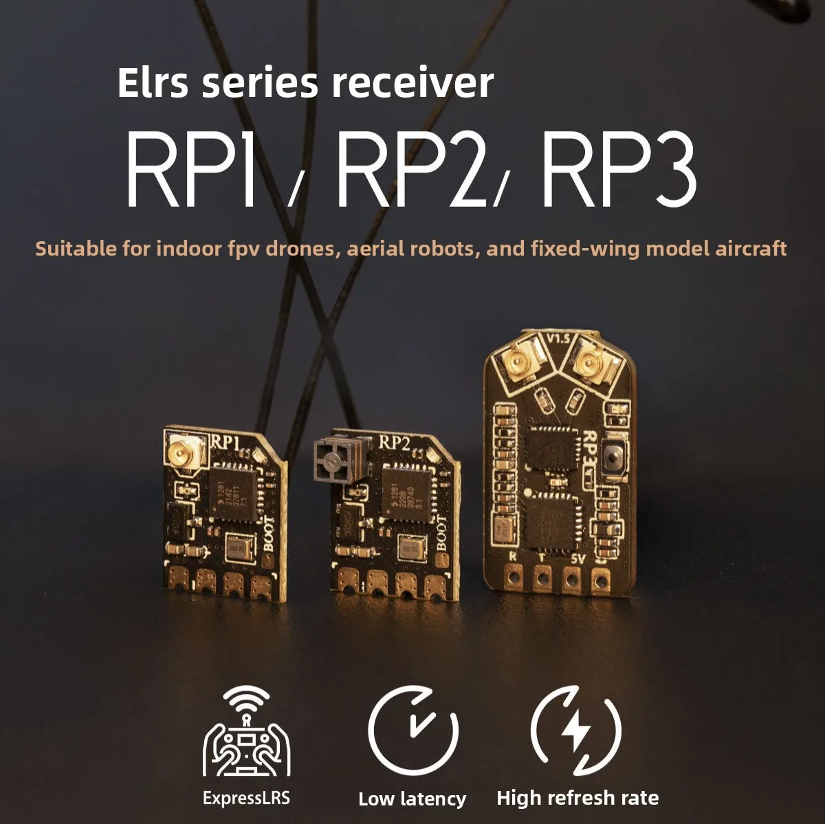 

RadioMasterELRS Receiver RP1 RP2 RP3 Dual Antenna TX12 Drone Crossing Aircraft