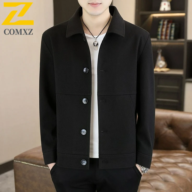 COMXZ Mens Jackets 2025 New Fashion Classic Notch Lapel Outdoor Office Comfort Jacket Adventure Durable Spring Autumn New Coat