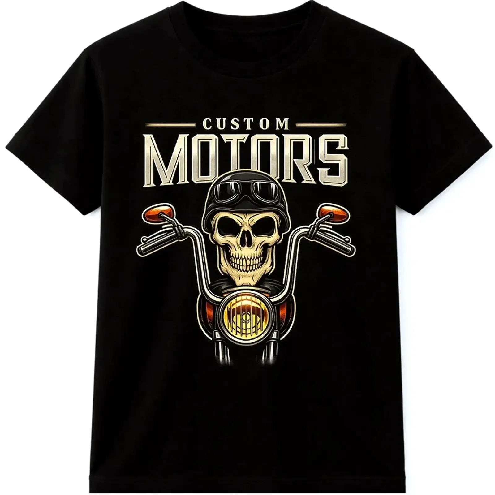 Custom Motors T-Shirt Totenkopf Biker Garage Mechaniker Motorrad Vintage Gewaschen Bequem Leicht grafisch gestaltete Designerkleidung